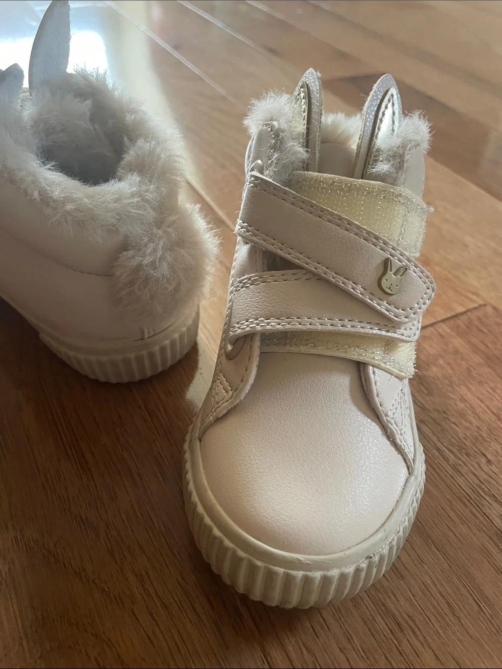 next Cream Faux-Fur Bunny Ear High-Top Sneakers